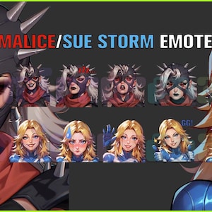 Malice/Sue (Invisible Woman),Marvel Rivals,Twitch,Discord,Youtube,YT,Stream Emote Emoji Sticker Pack! 256pxand 112px(Bundle of 20 Stickers!)