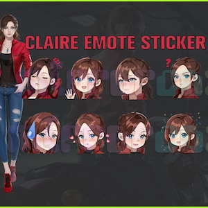 Claire Redfield RE 2/C:V, Dead By Daylight, Twitch, Discord, Youtube, YT, pakiet naklejek Emoji Stream! 256 px i 112 px (pakiet 10 sztuk!)