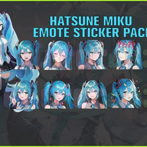 Hatsune Miku, Twitch, Discord, Youtube, YT, Stream Emote Emoji Sticker Pack! 256px and 112px (Bundle of 10 Stickers!) Anime Cartoon Chibi
