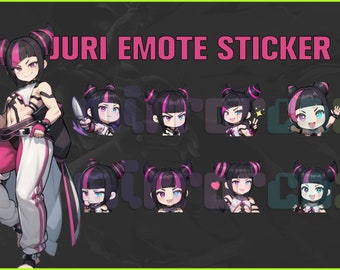 Juri Han SF6 Emote Sticker Pack: Twitch, Discord, Youtube (PNG Digital Download)