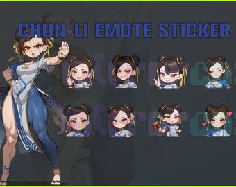 Chun Li SF6, Twitch, Discord, Youtube, YT, Stream Emote Emoji Sticker Pack! 256px and 112px (Bundle of 10 Stickers!) Video Game Chibi