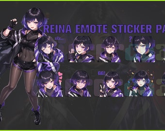Reina Tekken 8, Twitch, Discord, Youtube, YT, Stream Emote Emoji Sticker Pack! 256px and 112px (Bundle of 10 Stickers!)