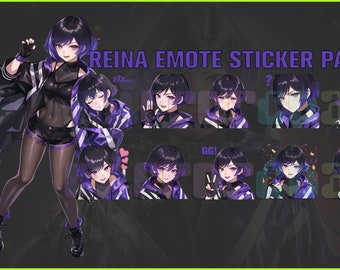 Reina Tekken 8, Twitch, Discord, Youtube, YT, Stream Emote Emoji Sticker Pack! 256px and 112px (Bundle of 10 Stickers!)