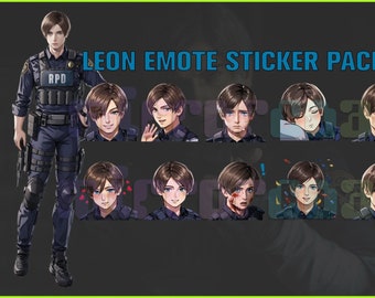 Leon S.Kennedy Emote Sticker Pack: Twitch, Discord, Youtube (Digitaler Download)