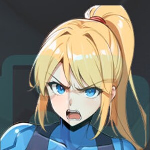 Peut inclure: Gros plan sur le visage d'une femme avec une expression d&eacute;termin&eacute;e. Elle a les yeux bleus, les cheveux blonds tir&eacute;s en arri&egrave;re en queue de cheval et porte une combinaison spatiale bleue et blanche.