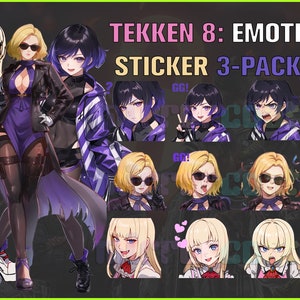 Tekken 8 3pack-Bundle,Lili,Reina,Nina, Twitch, Discord, Youtube, Stream Emote Emoji Sticker Pack! 256px and 112px (Bundle of 30 Stickers!)