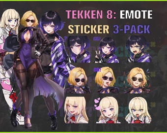 Tekken 8 3pack-Bundle,Lili,Reina,Nina, Twitch, Discord, Youtube, Stream Emote Emoji Sticker Pack! 256px and 112px (Bundle of 30 Stickers!)