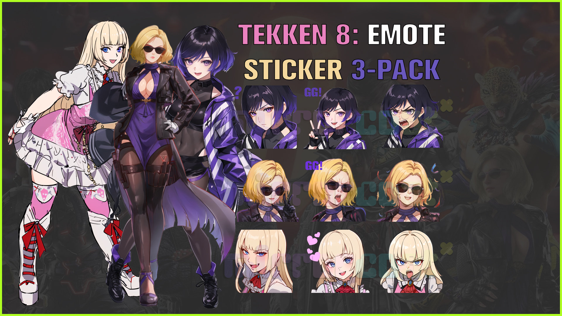 Tekken 8 Emote Sticker Pack: Lili, Reina, Nina (digital