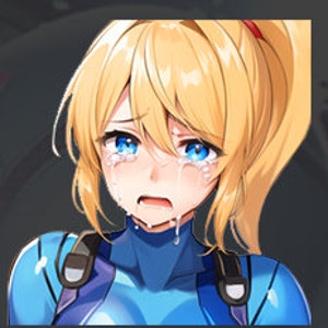 Peut inclure: Une illustration de dessin anim&eacute; d'une femme aux cheveux blonds et aux yeux bleus qui pleure. Elle porte une combinaison spatiale bleue et noire.