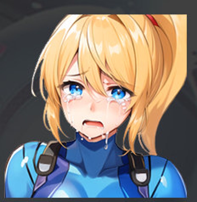 Peut inclure: Une illustration de dessin anim&eacute; d'une femme aux cheveux blonds et aux yeux bleus qui pleure. Elle porte une combinaison spatiale bleue et noire.