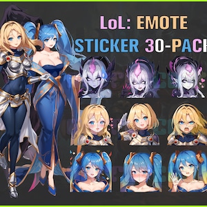 LoL Emote Sticker Pack: Sona, Eveelyn, Lux, Twitch (30-Pack) (Digital Download)