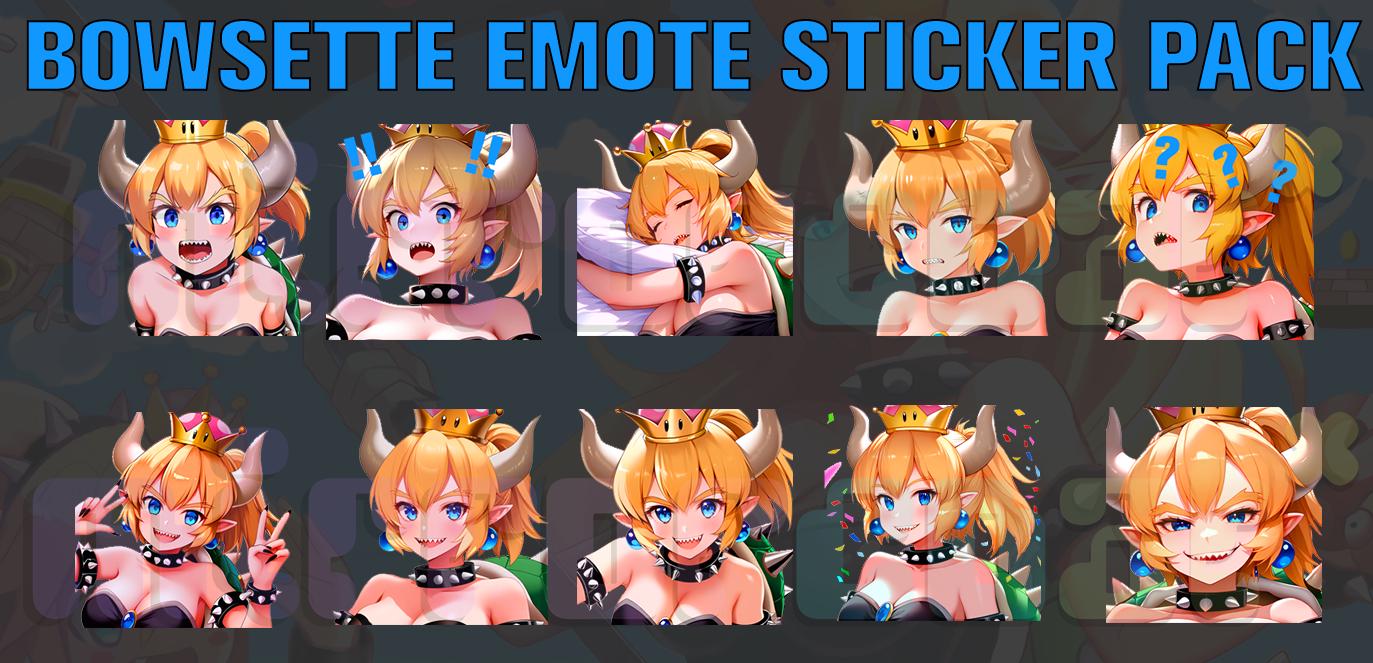 Bowsette/boosette Emote Sticker Pack: Twitch, Discord, Youtube (20 ...