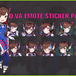 Può includere: Un pacchetto di adesivi con D.Va di Overwatch. Il pacchetto include 10 adesivi diversi di D.Va con varie espressioni, tra cui sorridere, strizzare l'occhio e sorpresa. Gli adesivi sono tutti in stile chibi, con teste grandi e corpi piccoli.