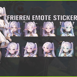 Frieren, Twitch, Discord, Youtube, YT, Stream Emote Emoji Sticker Pack! 256px and 112px (Bundle of 10 Stickers!) Anime Cartoon Chibi