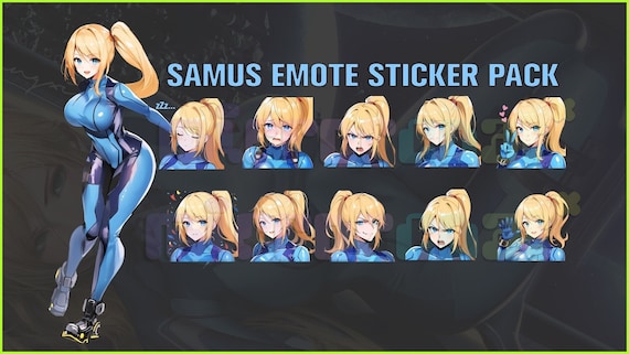 Samus Metroid Emote Sticker Pack: Chibi Video Game PNG (Digital Download)