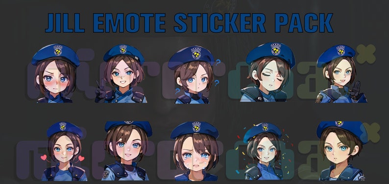 Jill Valentine Chibi Emote Sticker Pack Twitch Discord Youtube jill-valentine-chibi-emote-sticker-pack-twitch-discord-youtube