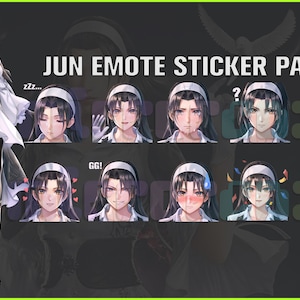 Jun Kazama Tekken 8, Twitch, Discord, Youtube, YT, Stream Emote Emoji Sticker Pack! 256px and 112px (Bundle of 10 Stickers!)