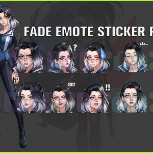 Puede incluir: Un paquete de pegatinas con una variedad de expresiones de un personaje femenino con cabello negro y gafas. El personaje lleva una chaqueta azul y pantalones negros. El paquete de pegatinas incluye expresiones como "?", "zzz", "GG!" y "!!".