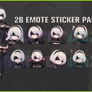 2B Nier Automata, Twitch, Discord, Youtube, YT, Stream Emote Emoji Sticker Pack! 256px and 112px (Bundle of 10 Stickers!)Video Game Chibi!