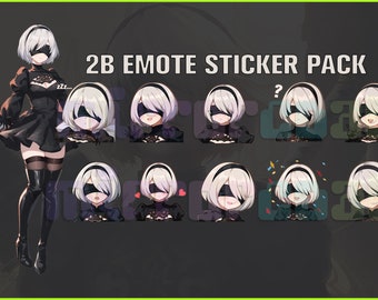 2B Nier Automata, Twitch, Discord, Youtube, YT, Stream Emote Emoji Sticker Pack! 256px and 112px (Bundle of 10 Stickers!)Video Game Chibi!
