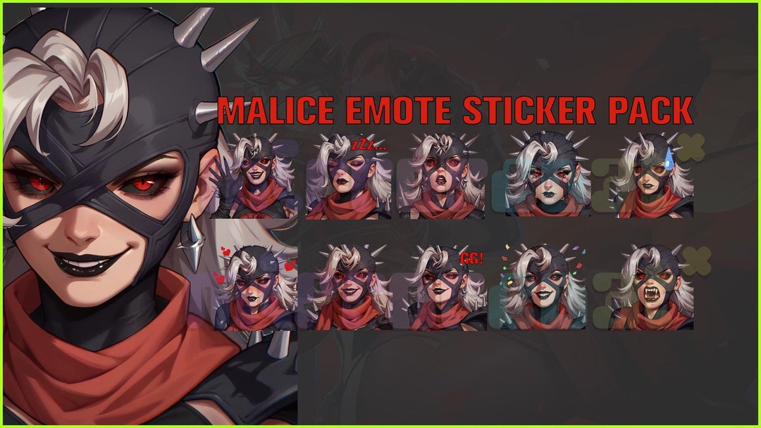 Malice Marvel Rivals Emote Sticker Pack, Twitch, Discord, Youtube ...