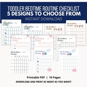 Toddler Bedtime Routine, Nighttime routine for preschoolers, preK bedtime checklist, toddler nighttime chart