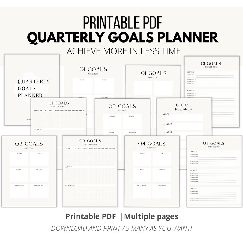 Productivity Planner Printable Bundle | Life Planner Binder | Goal ...
