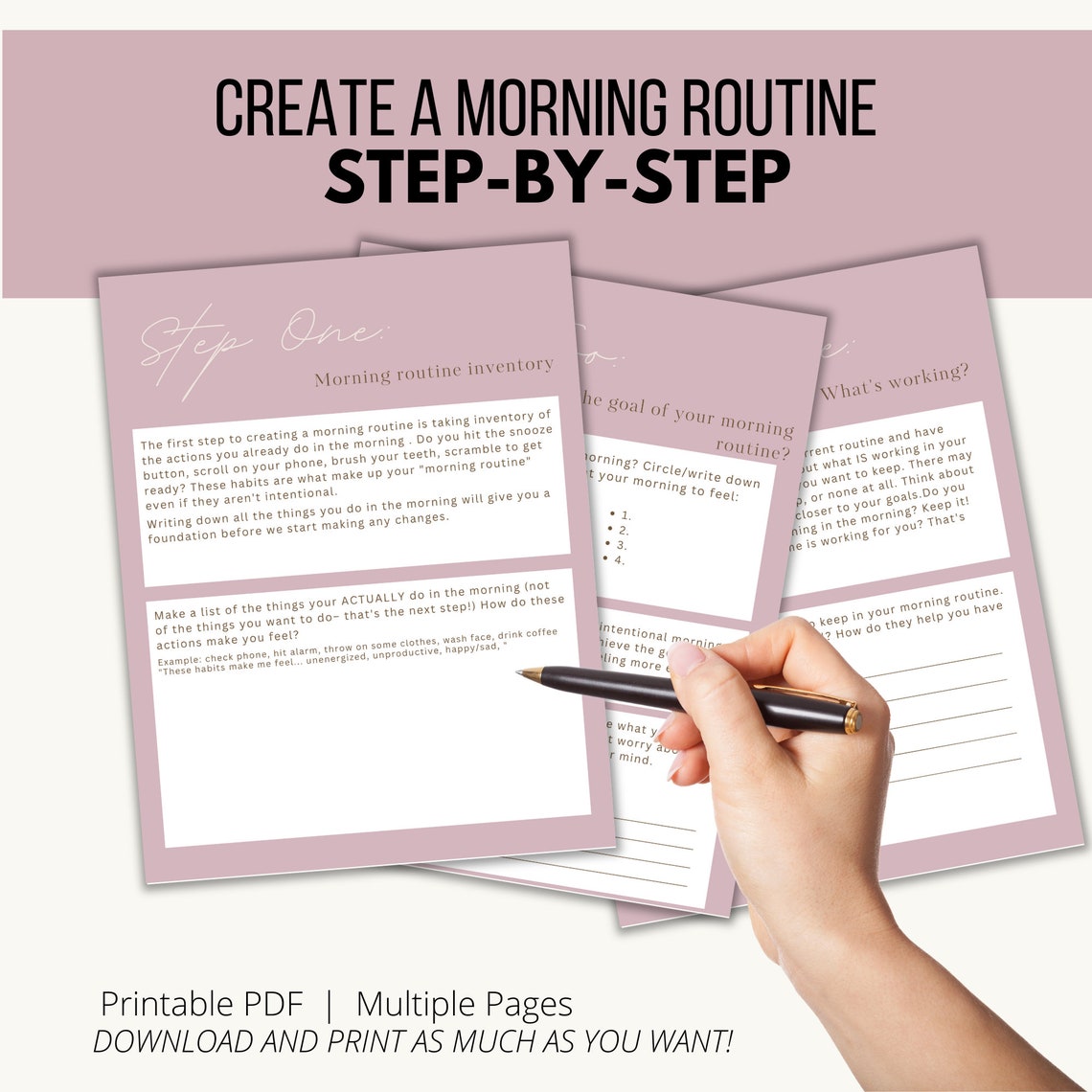 Intentional Morning Routine Workbook, Create a Morning Routine, Morning ...