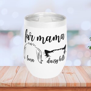 Vaso personalizado para mascotas, vaso de vino con orejas de perro, regalo para amantes de las mascotas, regalo personalizado para gatos, regalo de vaso con nombre de perro, bebida para mamá de perro gato