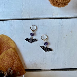 Purple Bat Earrings