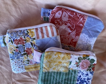 handmade boho patchwork keychain wallet / airpods case / makeup pouch / card holder /coin purse bag