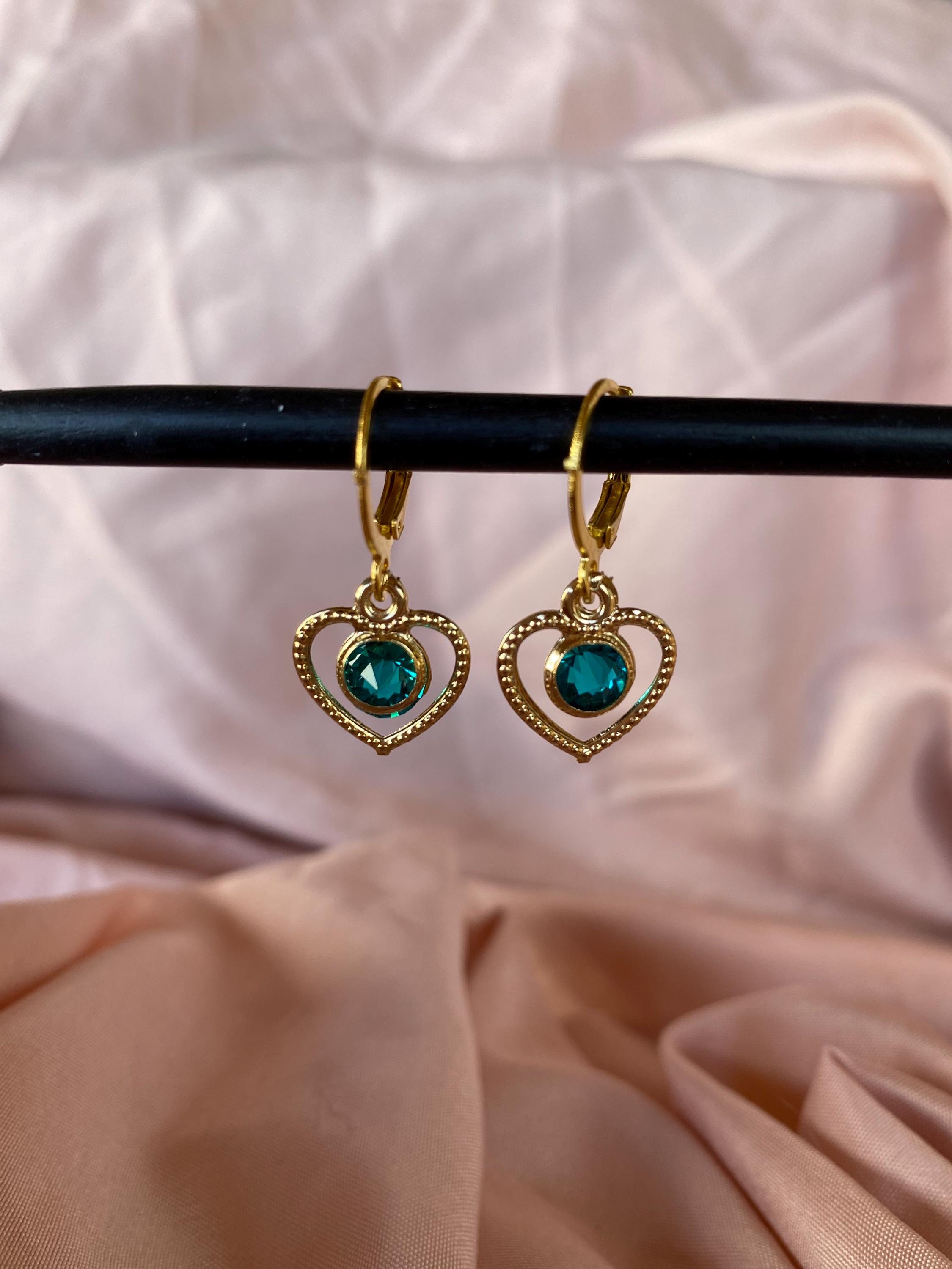 turquoise heart earrings / drop earrings / dangle earrings / huggie earrings / coquette gifts / gifts for women
