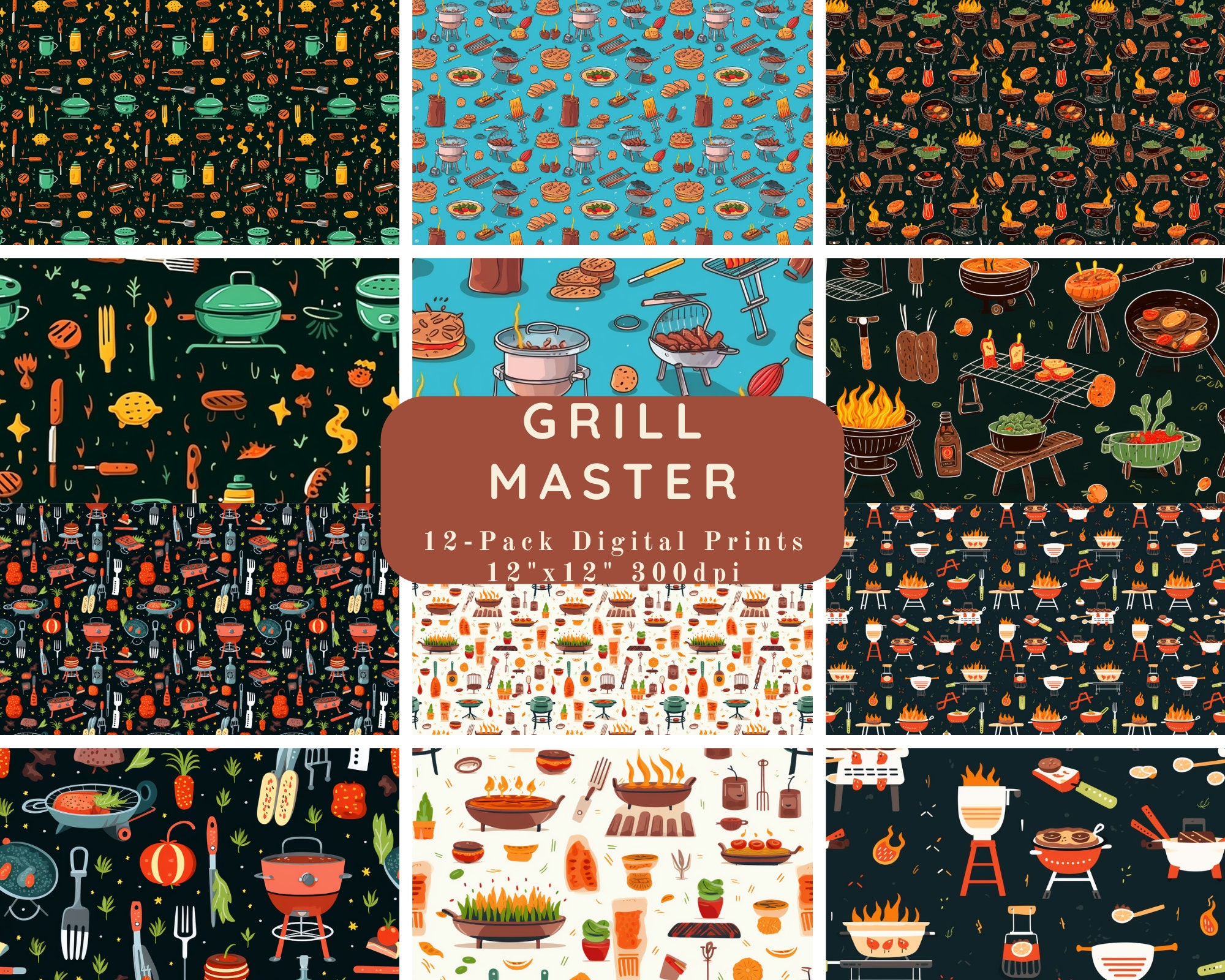 Grill Master 12 Pack Barbecue Themed Scrapbook Paper Journal Paper