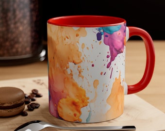 Artistic Splotches Accent Coffee Mug, 11oz | Mother's or Father's Day, Sister, Brother, or Best Friend Gift Mug | Vibrant Paint Theme