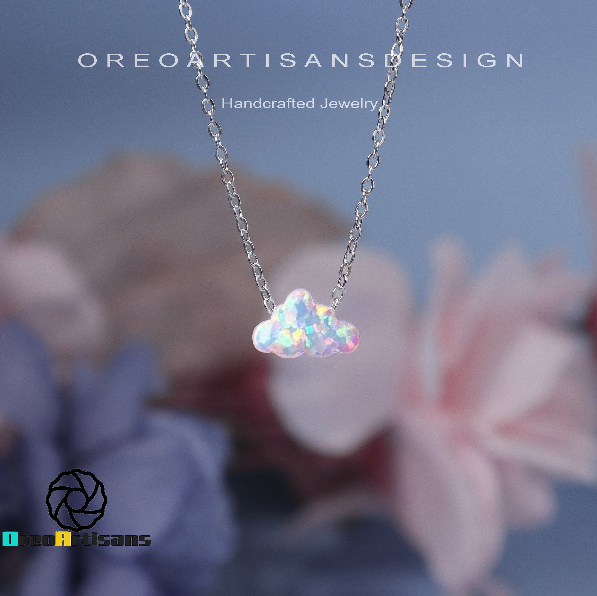 Opal Necklace, Cloud Opal Necklace, White Opal Necklace, Opal Gold Necklace,  Opal Jewelry, Child Necklace, Opal Jewelry, Synthetic Opal 