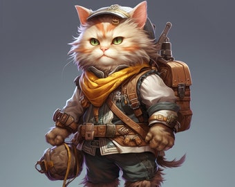 Travelling Merchant Cat Print - Adorable Fantasy Feline Art - Perfect for Cat Lovers and Fantasy Enthusiasts
