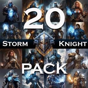 20 Pack Storm Knights, Fantasy Knights with the power of the sky, RP, Fantasy, NPC, Inspiration, DnD, Instant Download