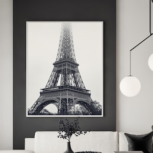 Eiffel Tower in the fog | Framed photograph for decoration, ready to hang.