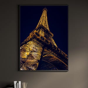 The Eiffel Tower Illuminated | Framed photograph for decoration, ready to hang.