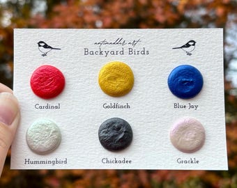 Carte à pois Oiseaux de jardin - aquarelles faites main de la taille d'un échantillon