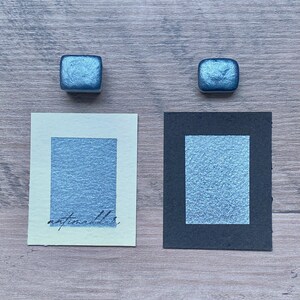 Flurry - Shimmery Steel Blue Handmade Watercolor Paint for Art, Lettering, Calligraphy, and Mixed Media - Gift Idea for Artists and Painters