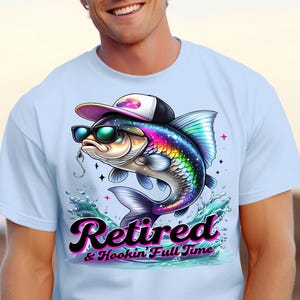 Chemise de pêche pour papa à la retraite, t-shirt cadeau drôle mignon pour grand-père, fête des pères PNG, vêtements de loisirs de plein air, haut en coton décontracté