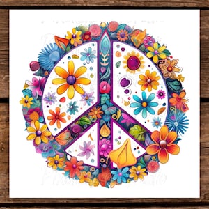 Signe de la paix PNG, fleur signe de la paix, téléchargement numérique, décoration de dortoir PNG