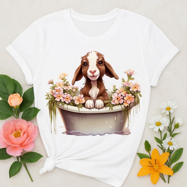 Baby Goat PNG: Adorable Farm Animal Digital Art (T-Shirts, Mugs, Decor) image 1