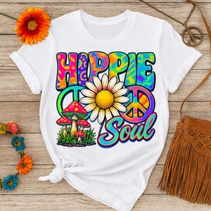 Hippie Soul PNG, Boho Transfer Designs for Tees, Bags & Crafts, Perfect Gift for Creative Souls