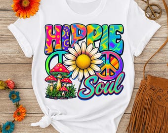 Boho Hippie Soul PNG: T-Shirt Transfer Design (Digital Download)