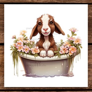 Bébé chèvre PNG - Adorable design numérique pour t-shirts, tasses, sacs fourre-tout et cartes de visite | Parfait pour le bricolage et la décoration intérieure
