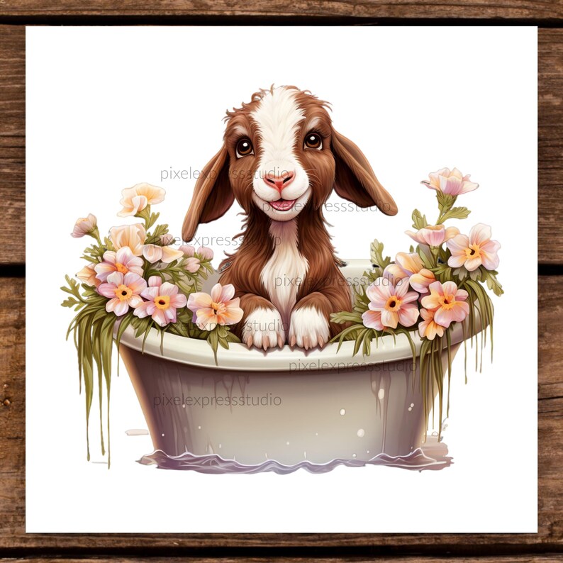 Baby Goat PNG: Adorable Farm Animal Digital Art (T-Shirts, Mugs, Decor) image 2