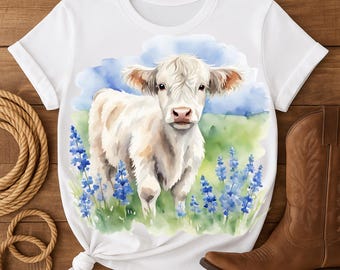 Highland Cow PNG: Watercolor Farm Animal Clipart (Digital Download)