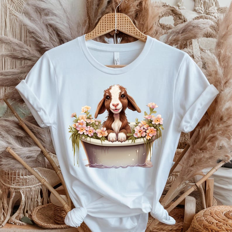 Baby Goat PNG: Adorable Farm Animal Digital Art (T-Shirts, Mugs, Decor) image 5